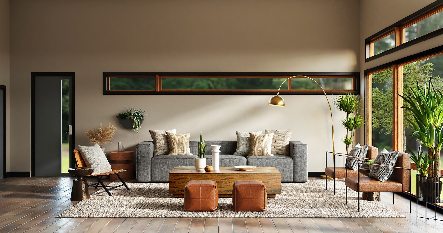 Warm, professionally furnished living room created with YoDecor